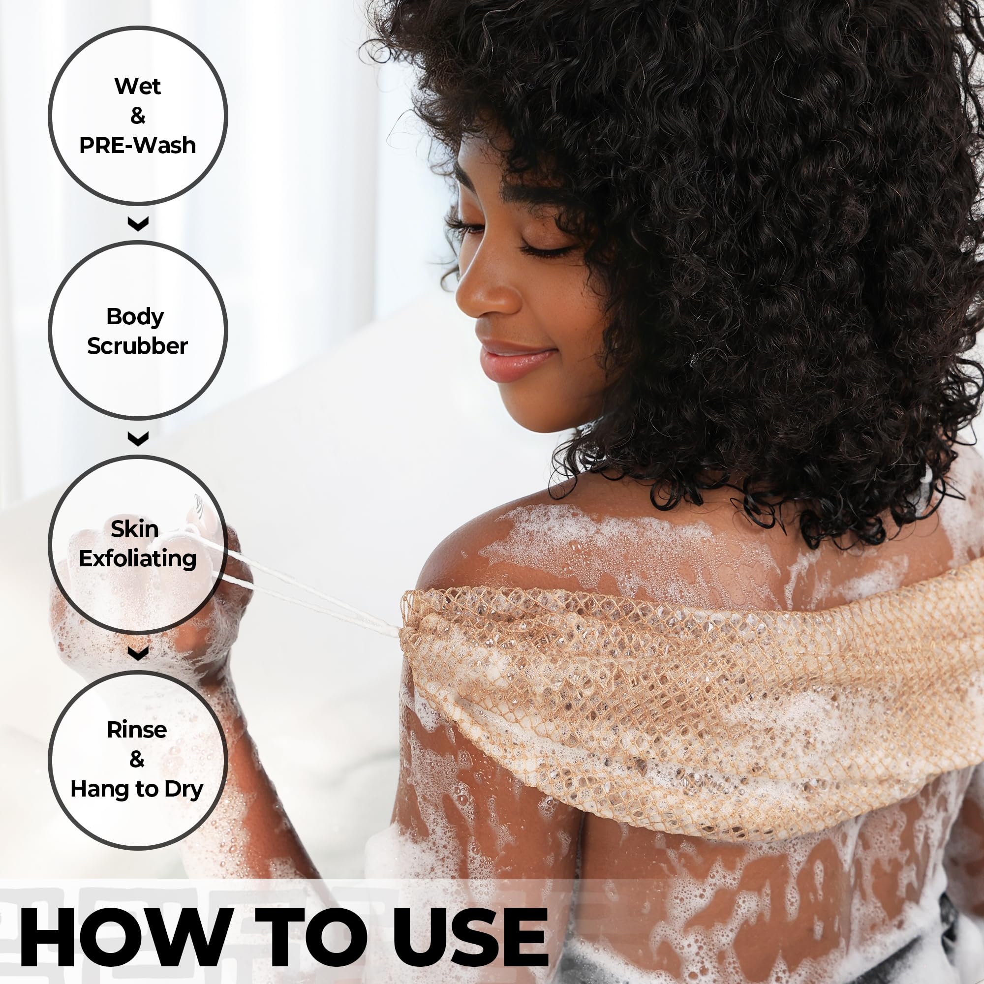 African Net Sponge Authentic - Exfoliating Back Scrub Bath Sponge with Knots - Afro Scrub Body Scrubber Exfoliator Washcloth - African Body Care Daily Use Shower Essentials