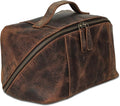 KomalC Luxury Leather Men’s Toiletry Travel Bag – Handmade Shaving Kit with Waterproof Interior, Spacious Storage & Carry Handle – leather travel Kit Bag for Men & Women