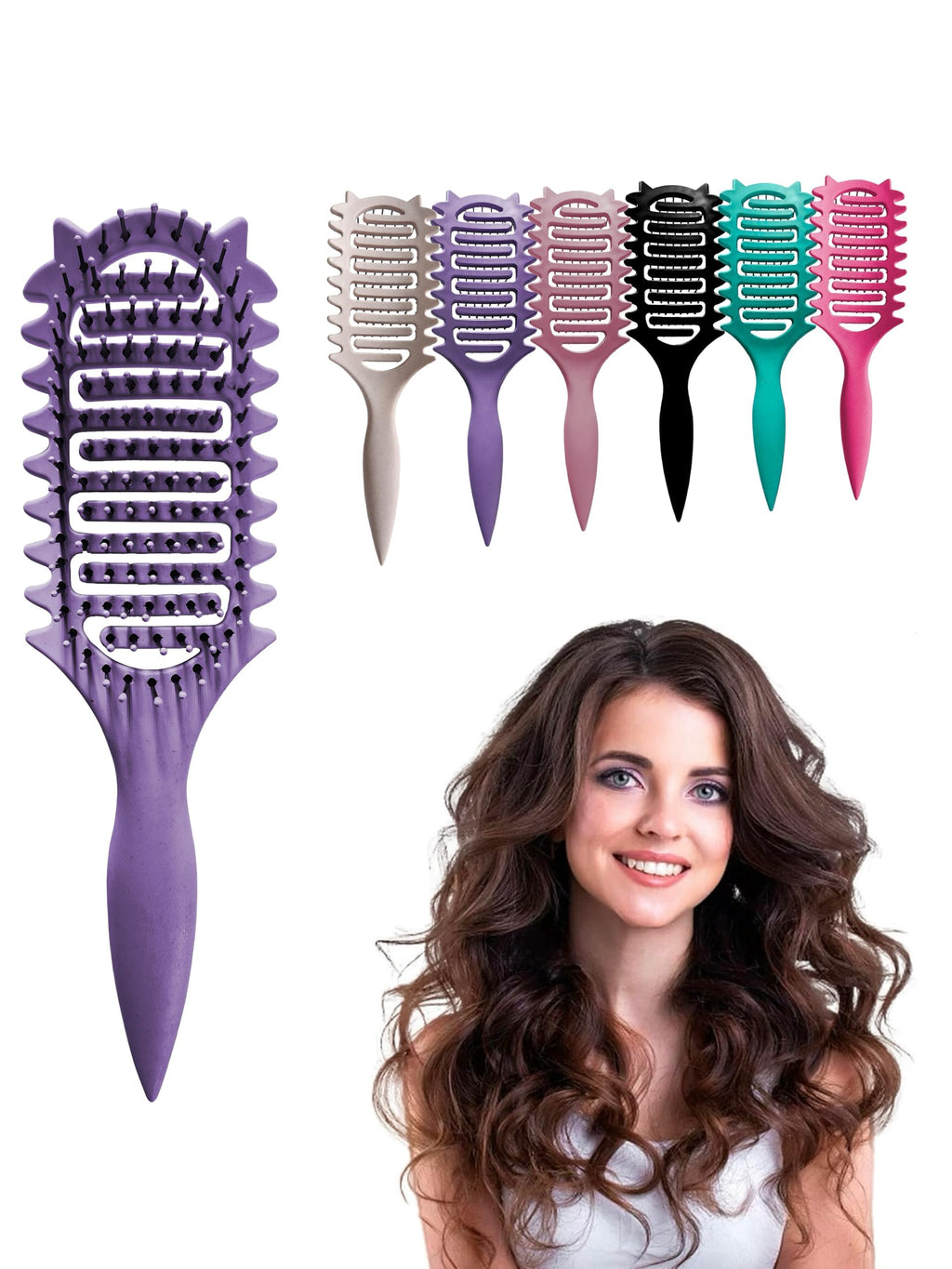 Curl Defining Brush,2025 Vented Hair Brush For Detangling Styling,For Curly Hair Wet,Shaping And Defining Curls For Women Gift For Women Less Pulling(purple)