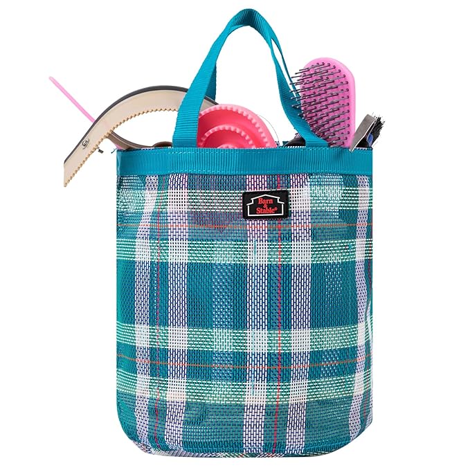 BARN & STABLE Breathable & Waterproof Mesh Horse Grooming Bag with 8 Pockets Tear-Resistant Grooming Tote for Horse Grooming Caddy Bag Organizer to Secure Items (Turqoise)