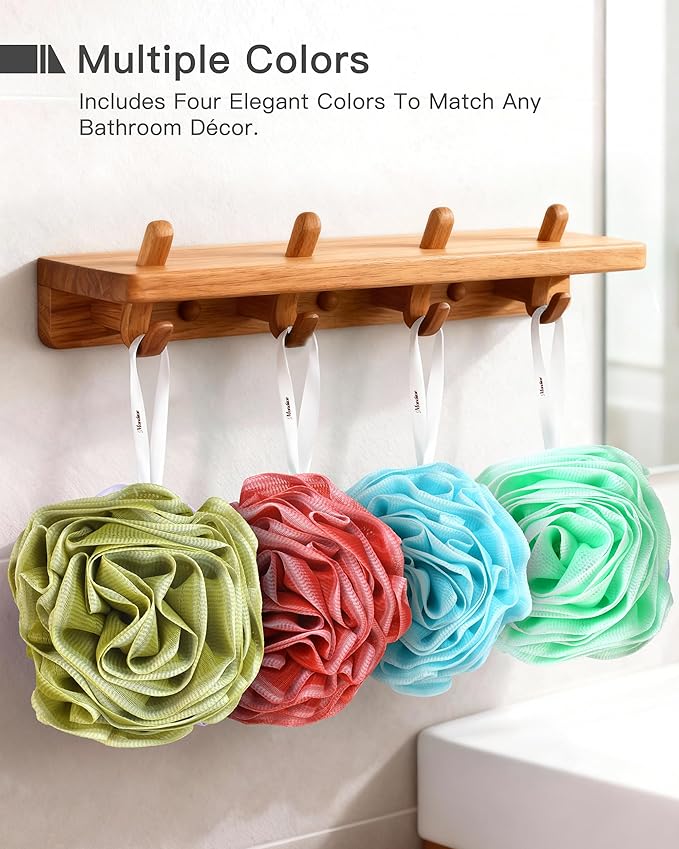 Loofah Sponge 70g, 4 Pack Large Flower Exfoliating Bath Sponge