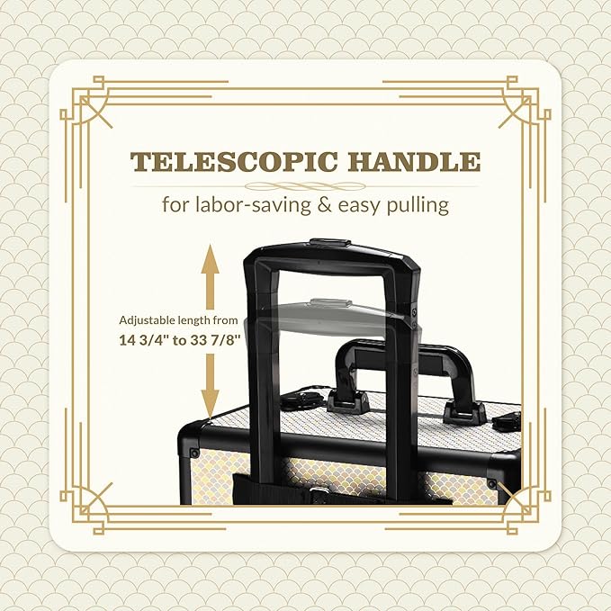 BYOOTIQUE 3-Piece Rolling Makeup Train Case on Wheels Travel Makeup Artist