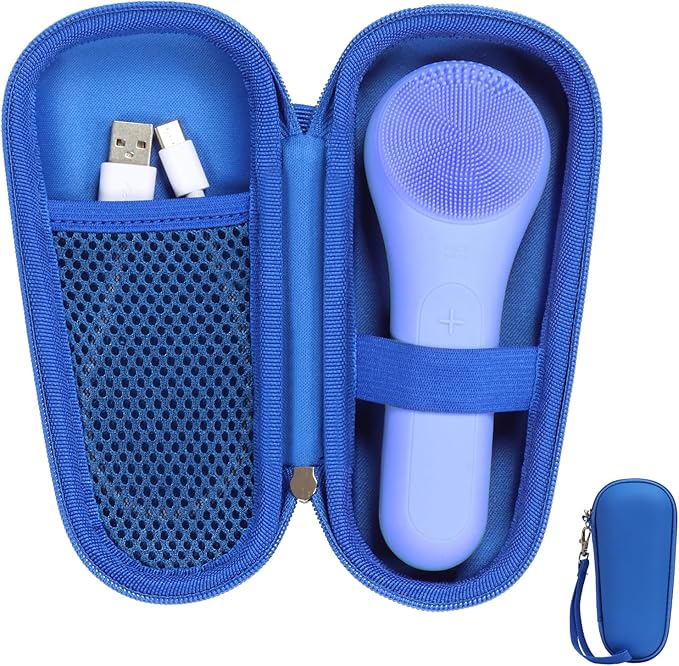 Hard Carry Case Compatible with NågraCoola CLIE Sonic Facial Cleansing Brush, Waterproof Case Storage Carrying Holder Fits for Silicone Face Scrubber and Charging Cable (Box Only), Blue