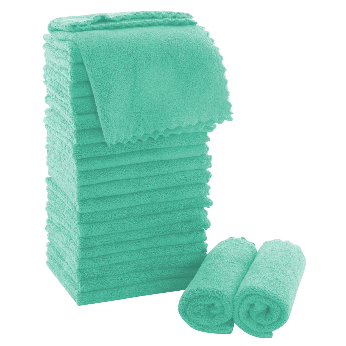 MOONQUEEN Ultra Soft Premium Washcloths Set - 12 x 12 inches - 24 Pack - Quick Drying - Highly Absorbent Coral Velvet Bathroom Wash Clothes - Use as Bath, Spa, Facial, Fingertip Towel (Grey)