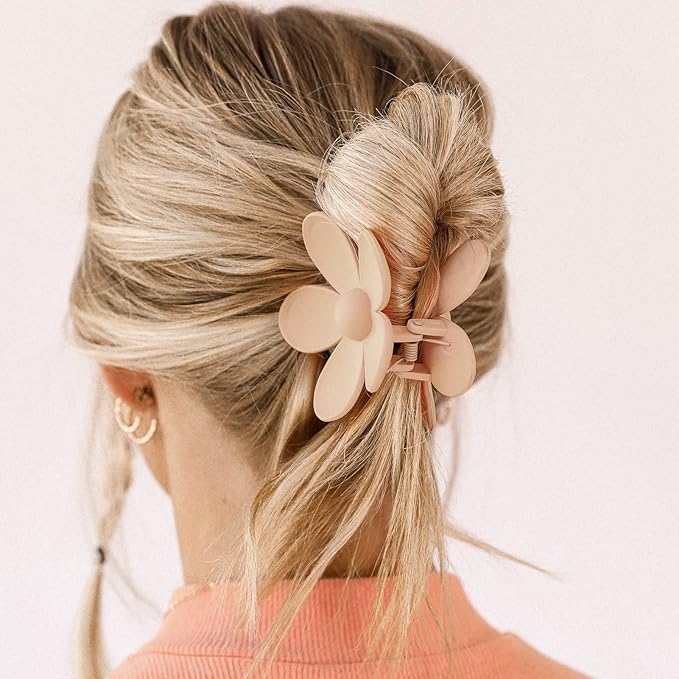 Flower Hair Clips 8PCS, Large Claw Clips for Women Girls Thick Thin Hair, Strong Hold Nonslip Big Dasiy Jaw Clamps Matte Hair Accessories 8 Colors