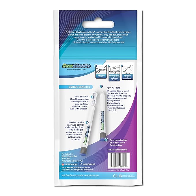 GumChucks Floss for Teeth - Flossing for Kids and Adults - Orthodontic Flossers for Braces - Dental Gum Floss Picks for All Ages (Starter Pack)