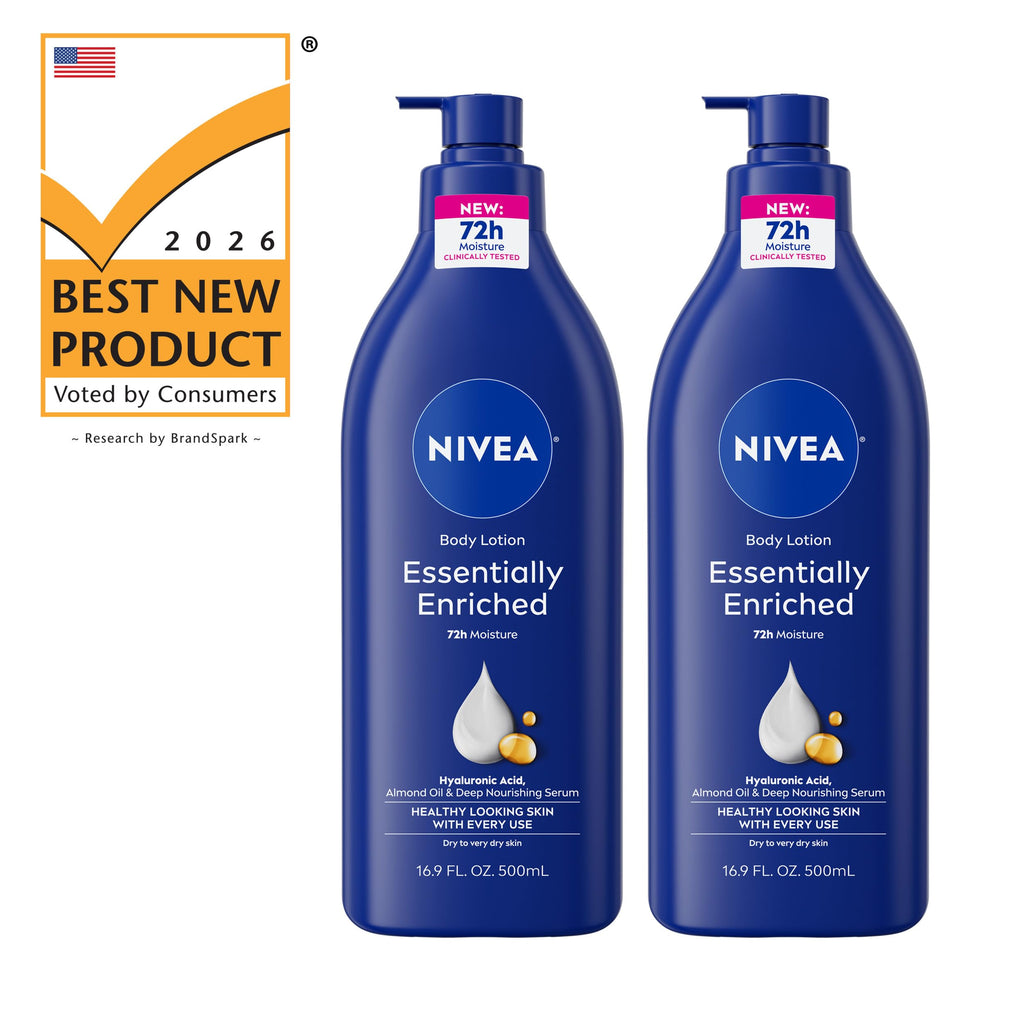 NIVEA Essentially Enriched Body Lotion, Value Pack, 2 x 16.9 FL OZ