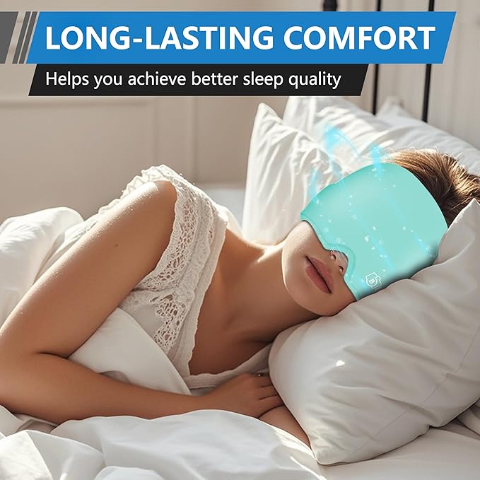 Migraine Relief Cap, All Around Gel Covered Reusable Headache Relief Cap, Blue Migraine Cap for Headache Relief, Puffy Eyes