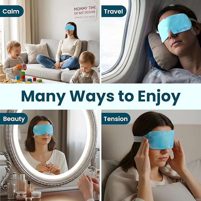 Lure Essentials Eye Serenity CHILL Self Cooling Eye Mask for Sleeping, Cooling Eye Patches for Dark Circles and Puffy Eyes, Cold Compress, Spa Relaxation and Self-care Gifts for Women & Men
