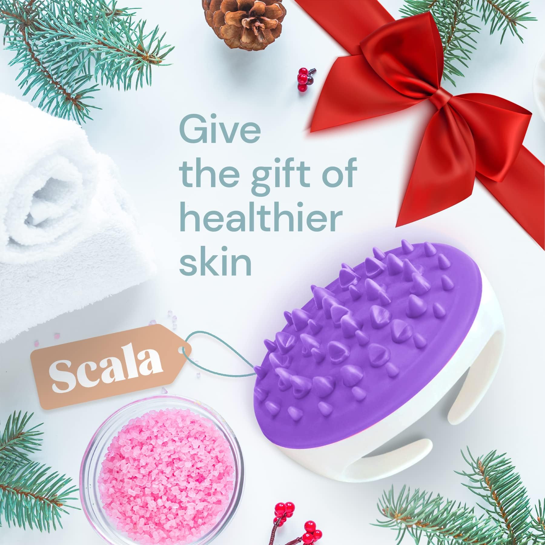 Scala Cellulite Massager Silicone, Bath Scrubber for Smoother Skin Purple