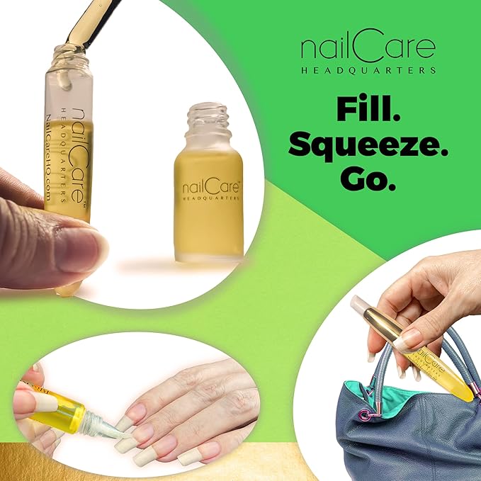 Nail Care Headquarters Refillable Empty Squeeze Cuticle Pens, perfect for holding Simply Pure Nail & Cuticle Oil - Gold Cap 3 Pack