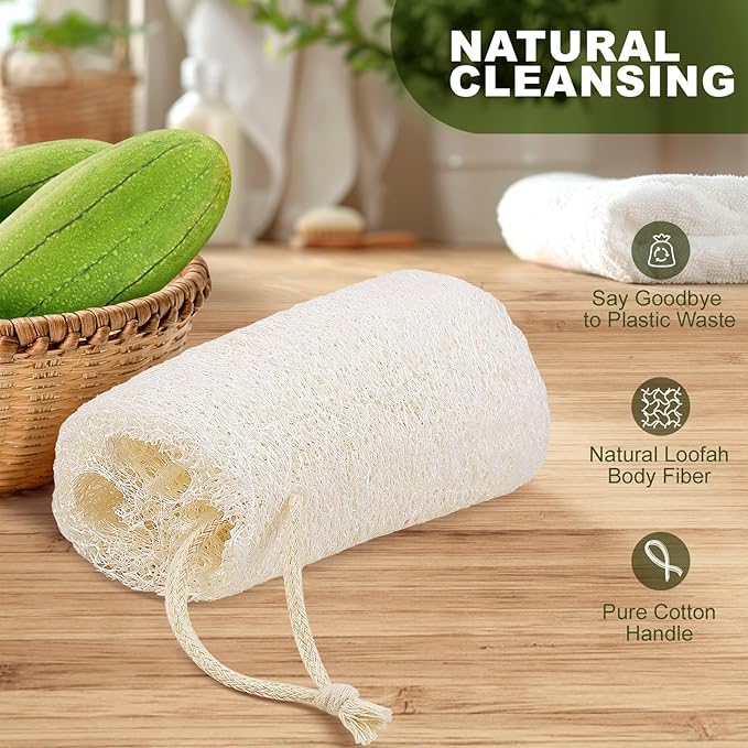 Createjoya 3 Pack Natural Loofah Sponge Exfoliating Body Scrubber 5 Inch