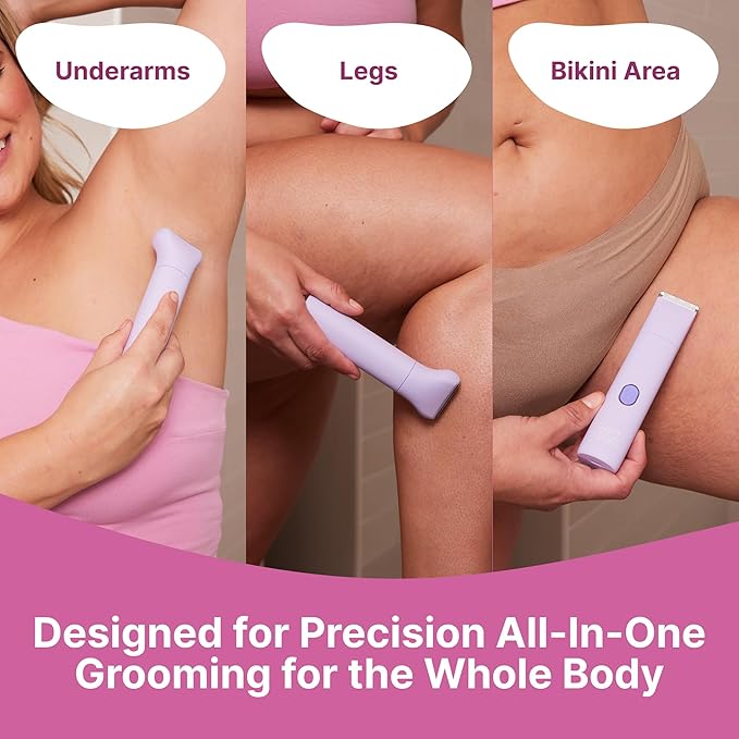 HAPPY CURVES Smoothie Bikini Trimmer - Electric Razor for Women, Waterproof Hair Groomer with Adjustable Guards, Personal Shaver for Pubic Hair, Ladies Intimate Shaver and Body Trimmer (Berry 1.0)