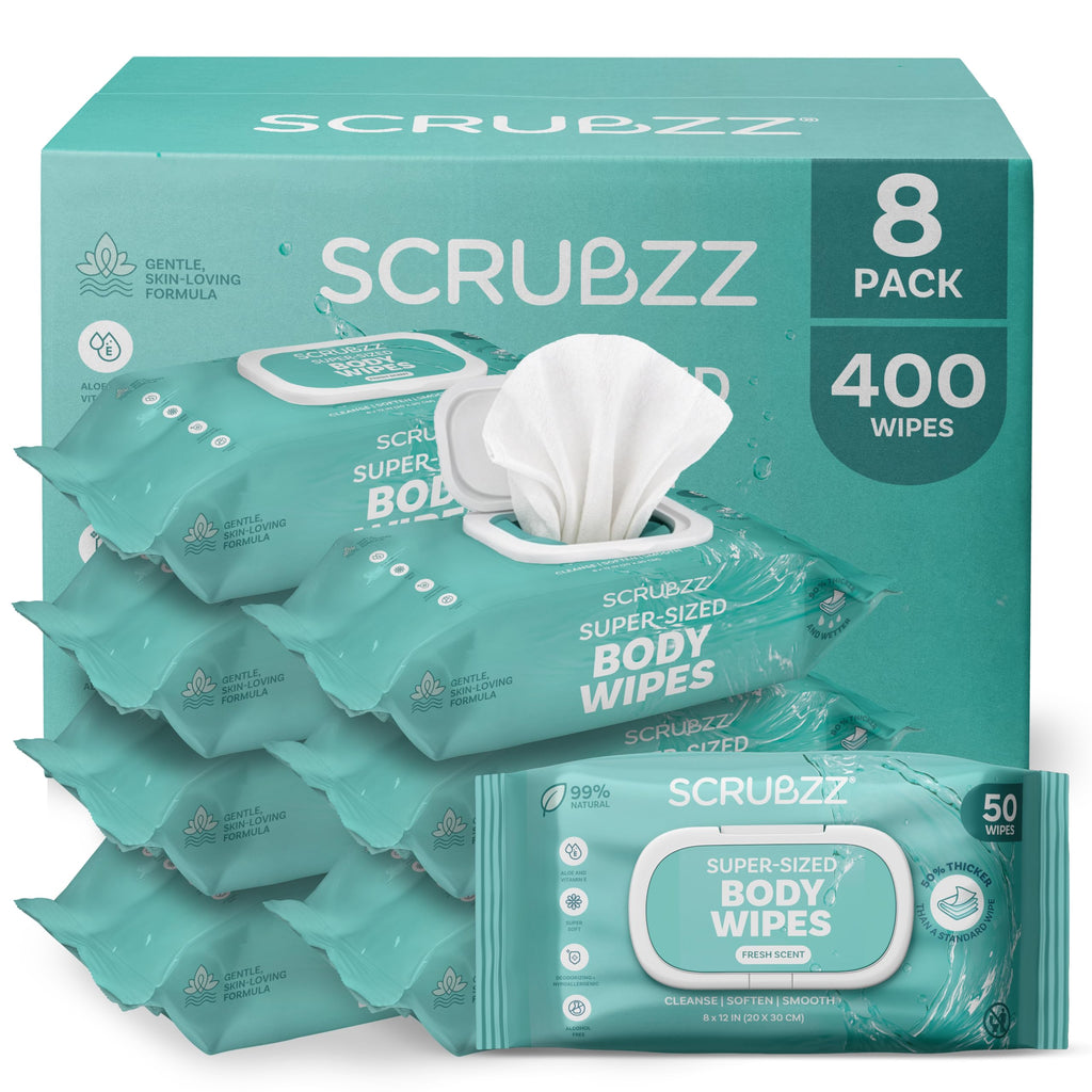 Adult Wipes for Elderly, Extra Large 8” x 12” – Thicker, Premium & Extra Moist No Rinse Whole Body Bathing & Incontinence Wipes – For Men and Women, Bed Bathing & Daily Hygiene – 400 Count