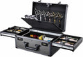 Yueieoun Barber Case with Clippers Sliding Tray, Profesional Barbers Briefcase Tool Case, Travel Barber Cases for Clippers and Supplies, Hair Scissors Trimmer Organizer, Salon Grooming Hard Suitcase