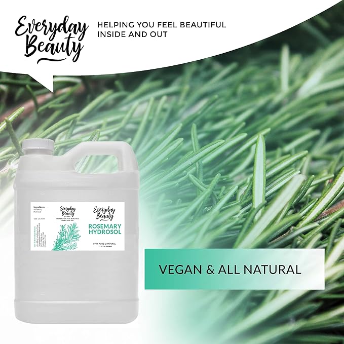 Rosemary Hydrosol - Bulk 32 Fl Oz - Alcohol-Free Vegan All Natural Refreshing for Face, Scalp & Hair - Uplifts, Calming & Soothing for All Skin Types… (Pack of 2)