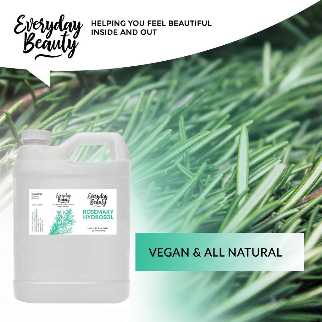 Rosemary Hydrosol - Bulk 32 Fl Oz - Alcohol-Free Vegan All Natural Refreshing for Face, Scalp & Hair - Uplifts, Calming & Soothing for All Skin Types…