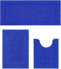 SHACOS Royal Blue Bathroom Rugs Sets 3 Piece Bath Mat U Shaped Toilet Rug