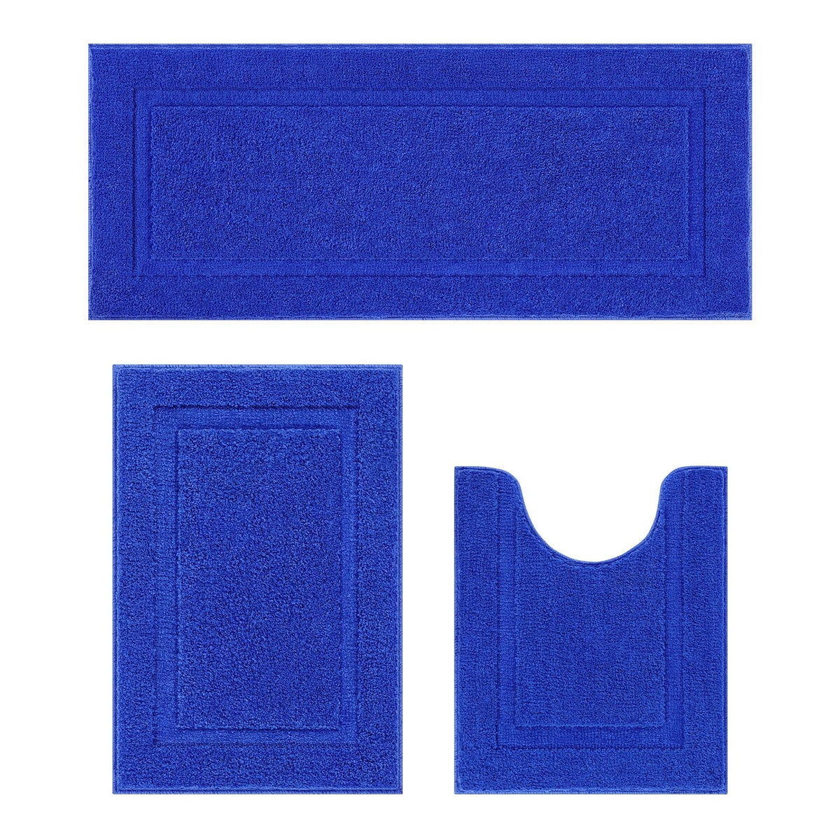 SHACOS Navy Blue Bathroom Rugs Sets 3 Piece Bath Mat U Shaped Toilet Rug