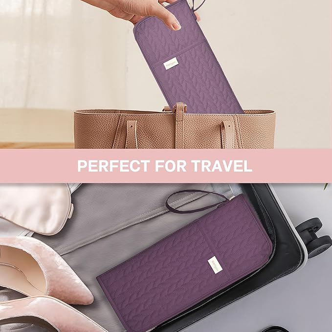 KarSyon Hot Tools Organizer Heat Resistant Mat Case Hair Tools Holder Travel Bag Portable Hair Styling Tools Cover Pouch for Curling Iron,Flat Iron,Hair Straightener (Purple)