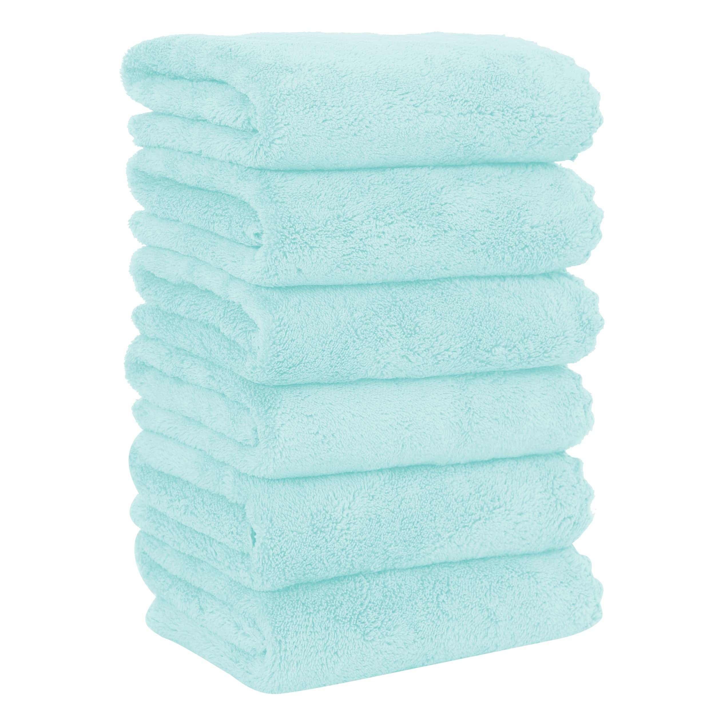 MOONQUEEN 6 Pack Premium Hand Towels - Quick Drying - Microfiber Coral Velvet Highly Absorbent Towels - Multipurpose Use as Hotel, Bathroom, Shower, Spa, Hand Towel 16 x 28 inches(Frozen Blue)