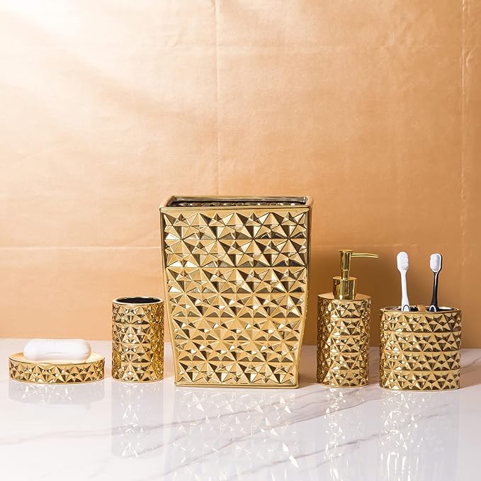 Goldenr Ceramic Bathroom Accessories Set Complete, Modern Decor,4PCS