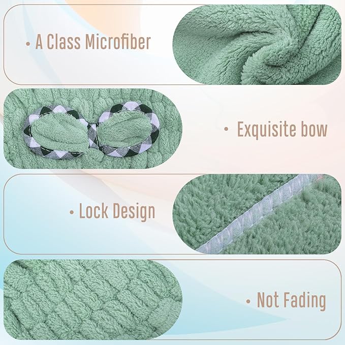 CACASO Microfiber Hair Drying Towel, 2 Pcs, Khaki Green