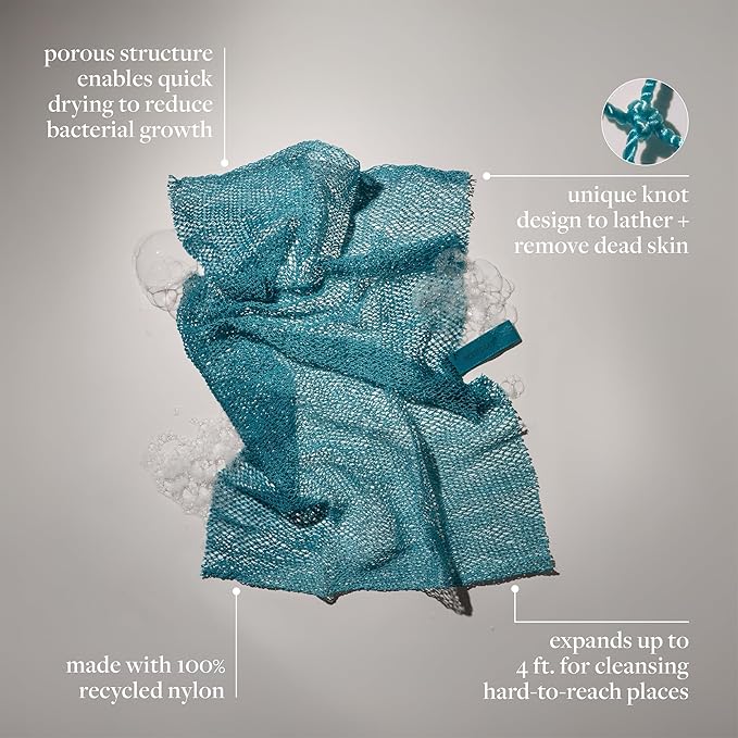 EcoTools Dry Body Brush for Circulation, Dead Skin Removal + Exfoliating Body Scrubber Bath Net, Inspired by The African Net Sponge, Self-Care Gifts, Natural Beige