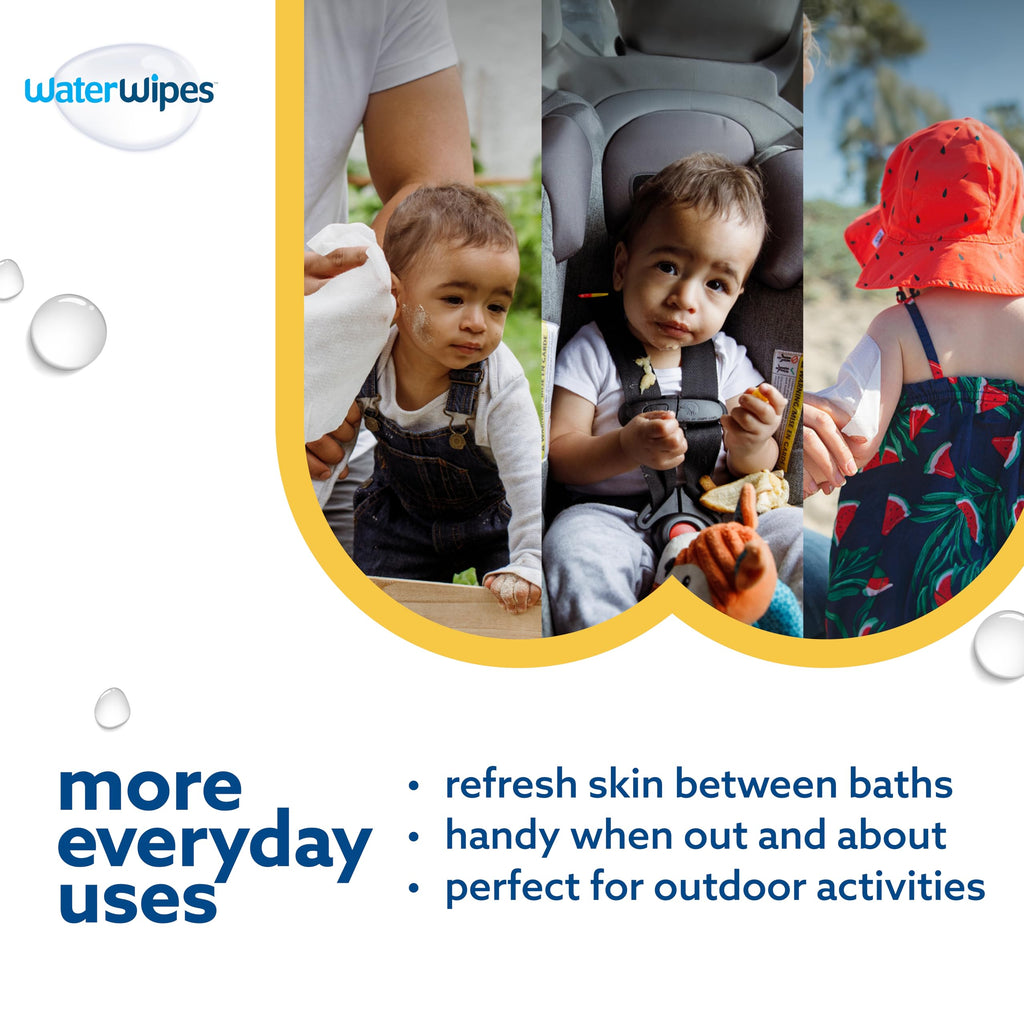 WaterWipes Sensitive+ Bathing Wipes, 3-In-1 Cleans, Cares, Protects, 99.9% Water, Unscented & Hypoallergenic, 16 Count (1 Pack)
