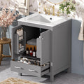 Bellemave 24" Bathroom Vanity with Sink Combo Set, Solid Wood Frame Bathroom Storage Cabinet with a Drawer, 2 Soft Closing Cabinet Doors with Organizer, Grey