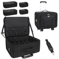 MONSTINA Rolling Makeup Train Case, Cosmetology Case on Wheels Makeup Artist Bag Professional Cosmetics Beauty Hairdresser Bag Hairstylist Cosmetic Bag with 4 Bags Extra Large Makeup Bag with Wheels