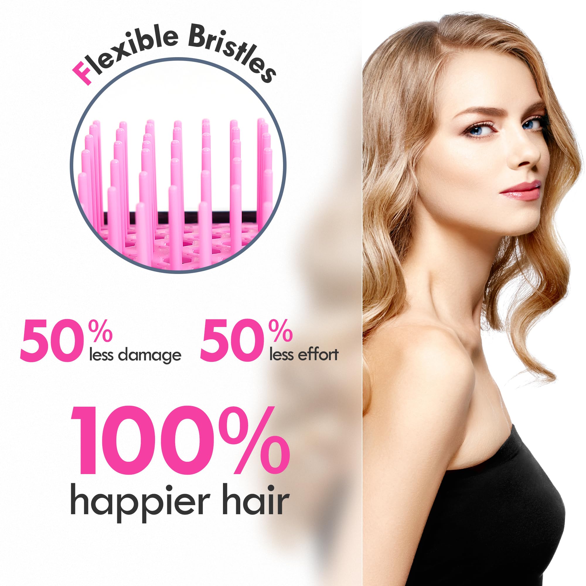Aussumy 4 Pack Vented Detangling Hair Brush - Detangler Hairbrush with Soft Bristles for Effortless Tangle Free - Ideal for Wet Dry or Curly Damaged Hair for Women Men Kids