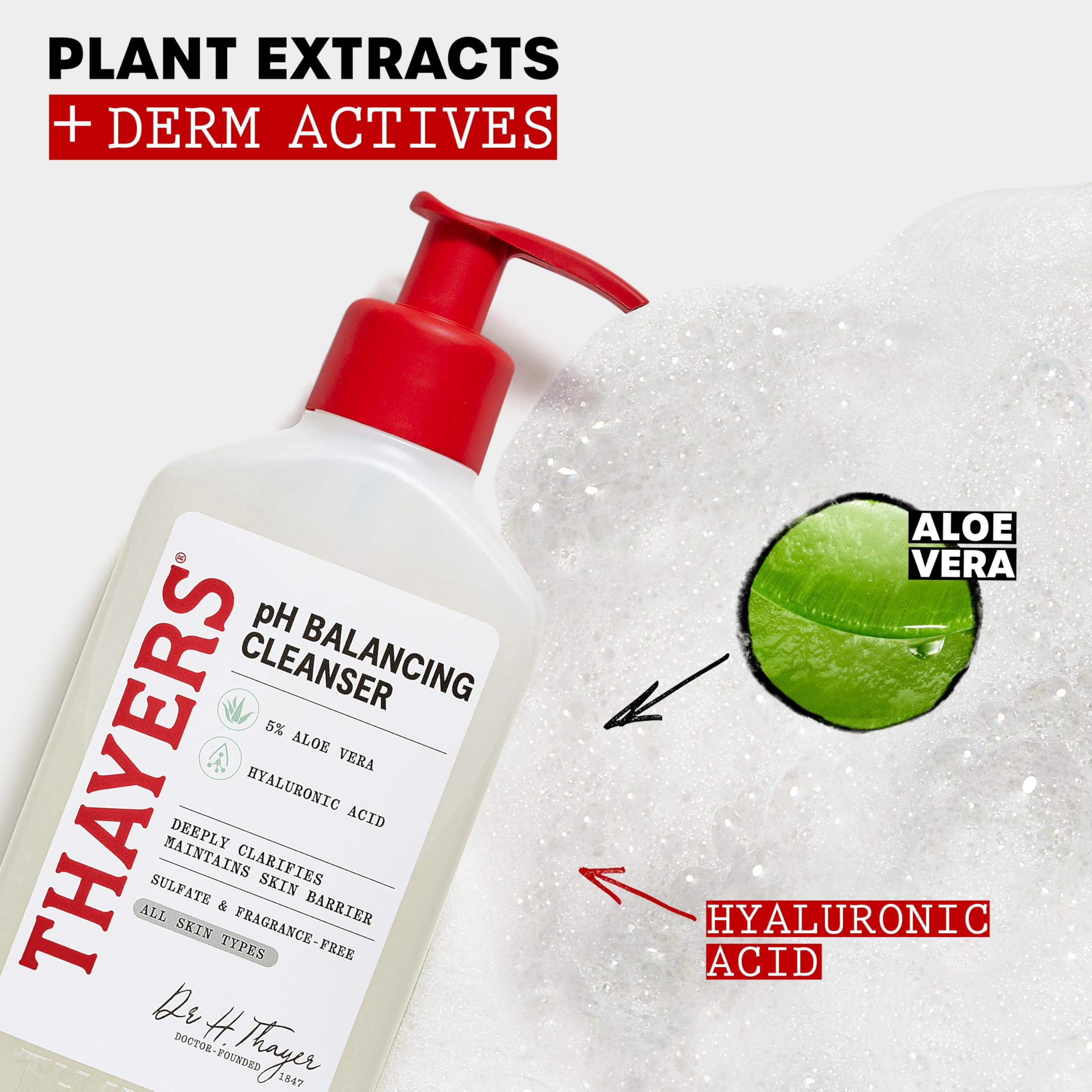 THAYERS pH Balancing Daily Cleanser, Face Wash with Aloe Vera, Gentle and Hydrating Skin Care for Dry, Oily, or Acne Prone Skin, 8 FL Oz.