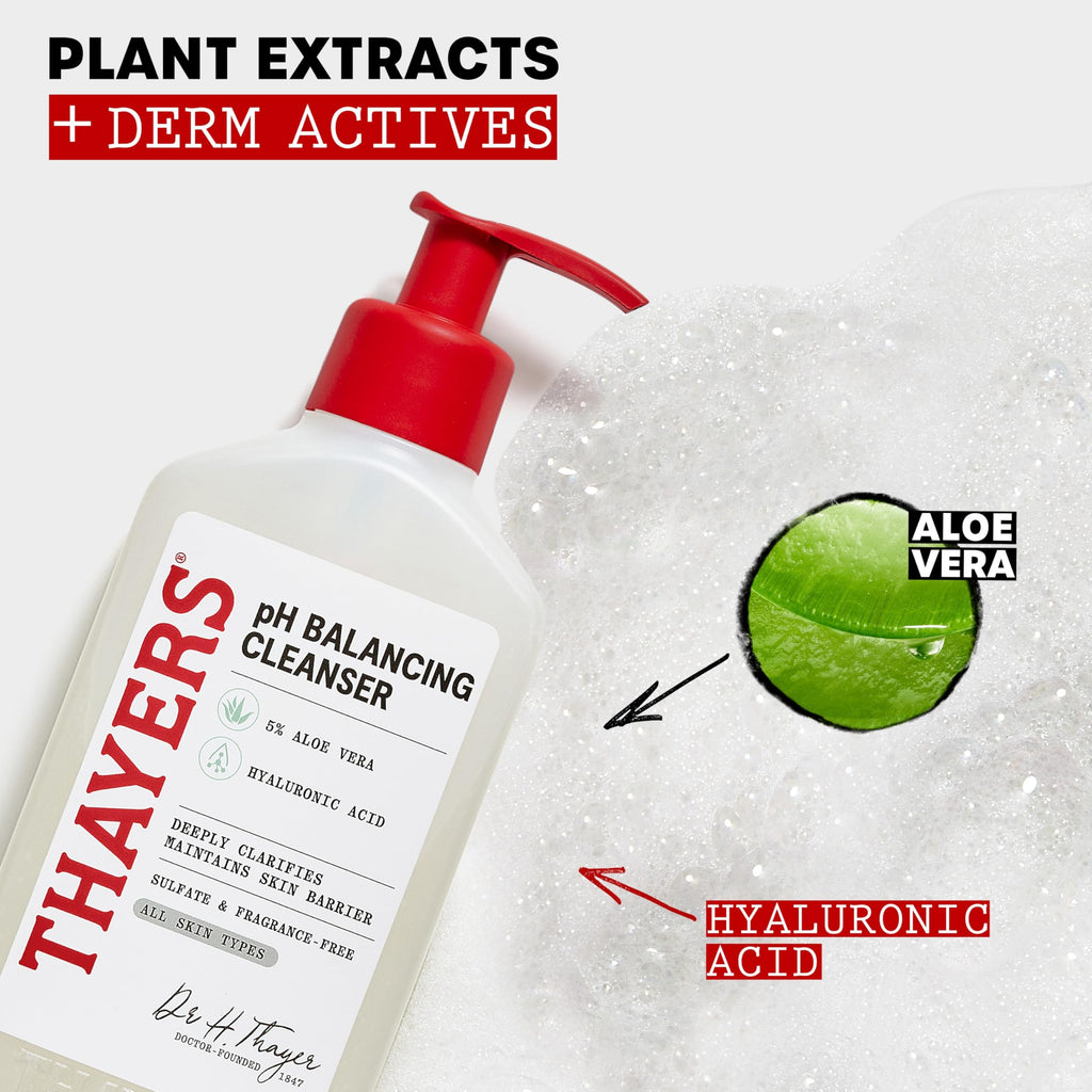 THAYERS pH Balancing Daily Cleanser, Face Wash with Aloe Vera, Gentle and Hydrating Skin Care for Dry, Oily, or Acne Prone Skin, 8 FL Oz.