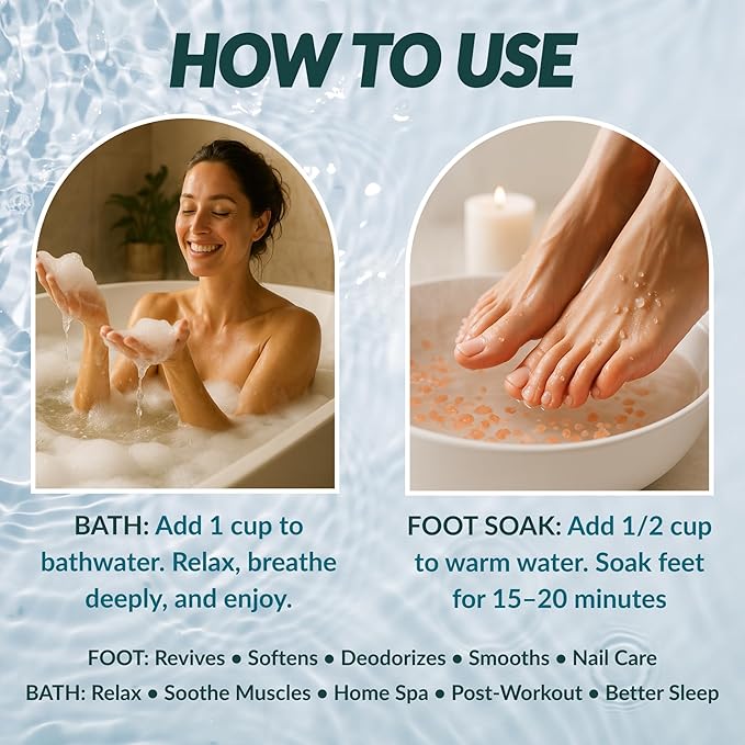 Glowis Tea Tree Oil Foot Soak with Himalayan & Dead Sea Salt | Pedicure Salt Foot Soak for Nail Discoloration, Calluses & Odor | Natural Detox Foot Bath Soak with Sandalwood, Lavender & Rose | 16 oz