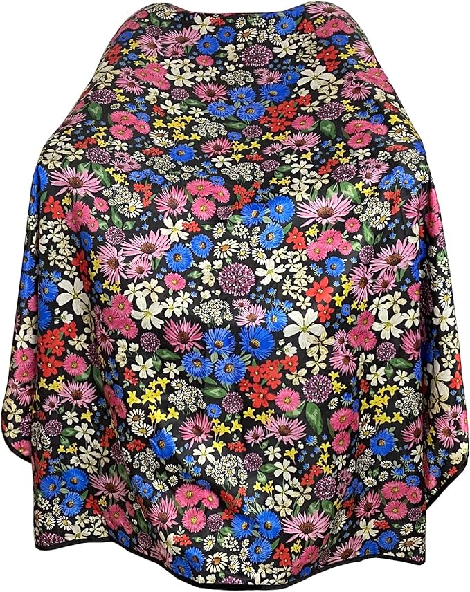 Pelocapa,Salon Cape for Women,Hair Cutting Cape with Snaps,Professional Large Barber Stylist Hairdresser Cape,Waterproof & Light Weight & Machine Washable- 63”× 56”(Flowers)
