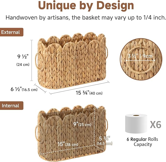 StorageWorks Toilet Paper Storage Holder, Slim Scalloped Basket Organizer