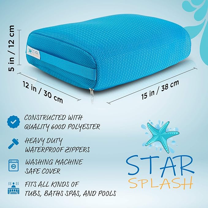 Star Splash Hot Tub Booster Seat, 15 x 12 x 5 Inches - Bath Cushion with Non-Slip Micro Dot Bottom and 6 Weight Sections - Quick Dry Inflatable Hot Tub Accessories for Adults and Kids