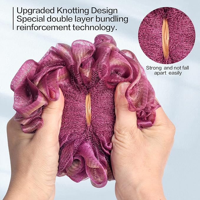 Fishent Bath Sponge Shower Loofahs 60g, 3 Pack Soft Net Body Scrubber, Durable Mesh Shower Pouf Bath Loofah Sponge Body Wash Puff for Women and Men