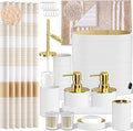 InnJoey Bathroom Set - Bathroom Sets with Shower Curtain and Rugs, 25PC Bathroom Accessory Set, White Bathroom Accessories Set with Trash Can, Soap Dispensers