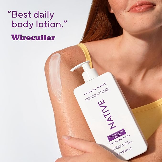 Native Body Lotion Contains Naturally Derived Plant-Based Moisturizers for Women and Men | Restores Dry Skin, Lavender & Rose, 16.5 fl oz