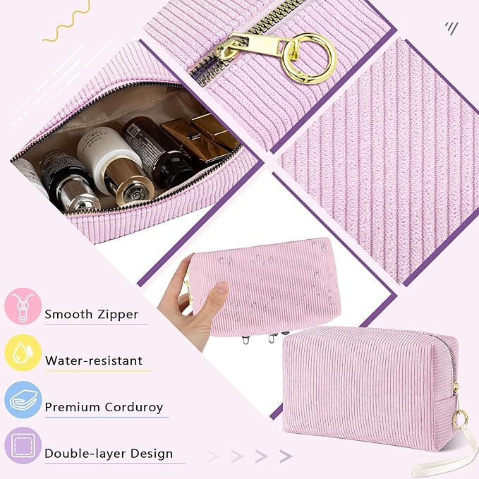 Tampon Holder for Purse, Corduroy Period Bag Sanitary Napkin Storage Bag for Girls Womens, Portable Feminine Emergency Pad Period Pouch (Purple)