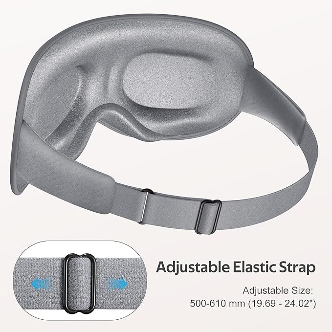 Vynix® Sleep Mask for Men Women - 100% Blackout Cooling Eye Masks for Sleep - 3D Sleeping Mask for Side Sleepers - Zero Pressure Lash Extensions Eye Cover Shade for Airplane Travel Essentials, Grey