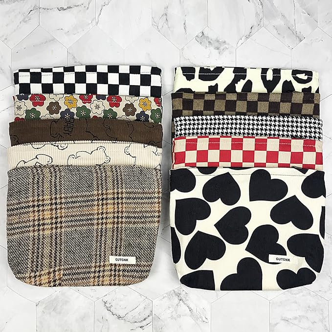 GUTGNK Women's Cosmetic Bag, Corduroy Checkerboard Travel Cosmetic Bag Small Cosmetic Bag Skin Care Cosmetic Changing Handy Bag Zipper Organizer