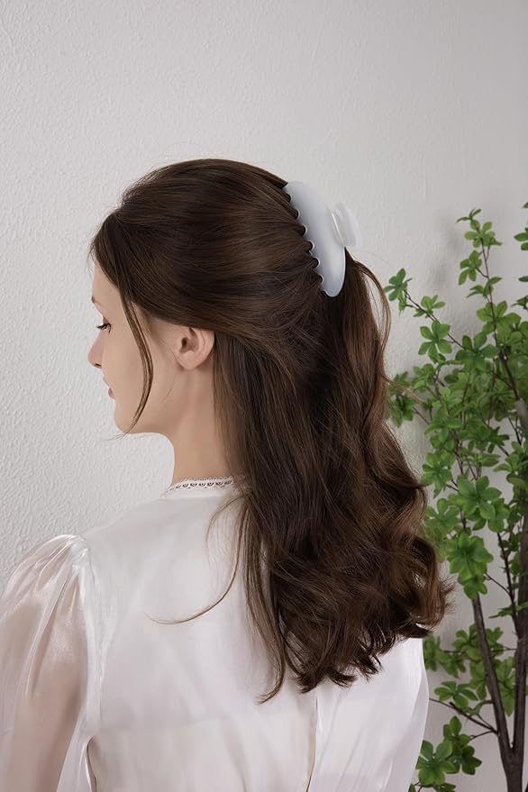 OideGuiing Durable Acetate Hair Clips - 4-Inch Pearl white Claw Clips for Fine and Thick Hair (Pearl white)