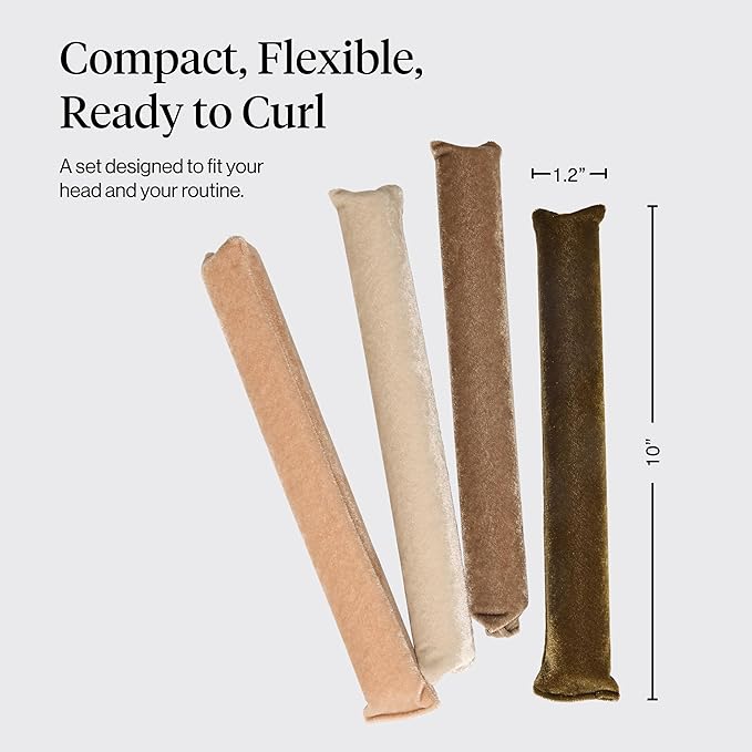Kitsch Velvet Jumbo Flexi Rods, Heatless Curling Rods - No Heat Curls Overnight, Comfortable Hair Curlers to Sleep In for Frizz-Free and No Heat Damage Styling - 4pcs, Eucalyptus