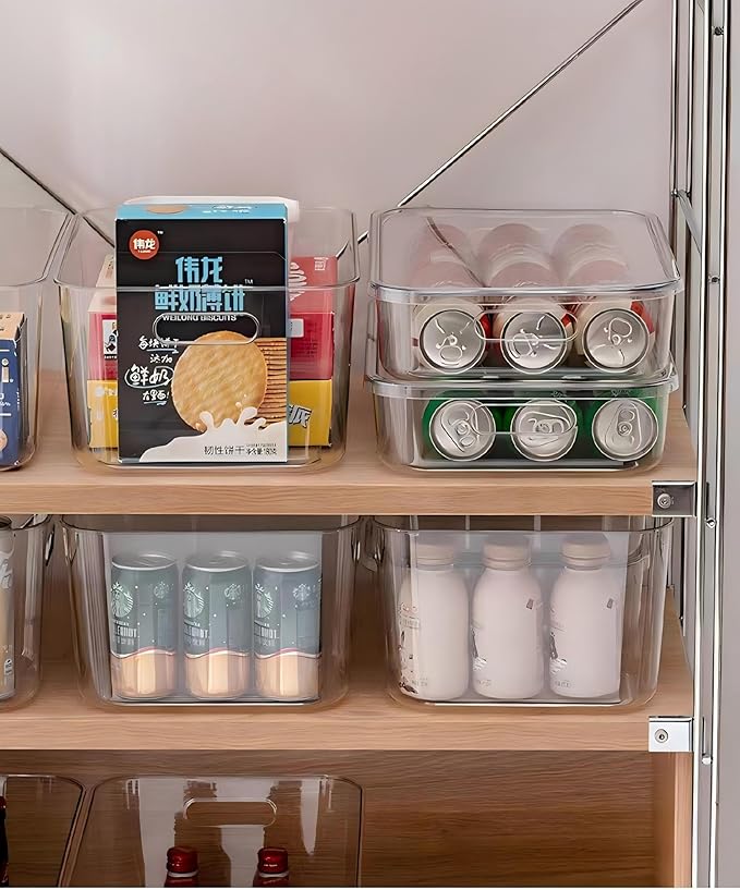 Ytteve 2 Pack Large Clear Plastic Storage Bins with Handles, 14.2" x 10" x 6.3" Stackable Organizer Containers for Pantry, Closet, Kitchen, Bathroom, Under Sink & Laundry