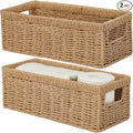 Vagusicc Wicker Storage Basket, Paper Rope Wicker Baskets with Handles, Toilet Paper Basket for Toilet Tank Top, Small Wicke Baskets for Organizing Shelves, 2-Pack, Natural
