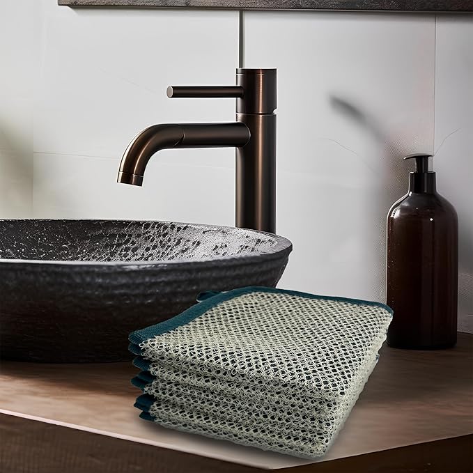 5 Pack Soft Weave Home Spa Bath Shower Exfoliating Massage Face Body Wash Cloths, Dual-Sided with Exfoliating Scrub and Soft Terry Cloth Towel