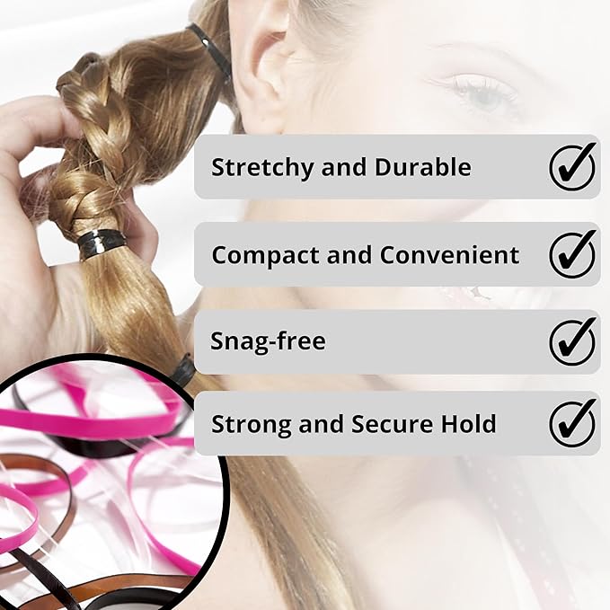 Blax Clear Hair Elastics - Snag-Free Transparent Hair Ties, No-Damage Hair Rubber Bands, 4mm 8 Count (Pack of 2)
